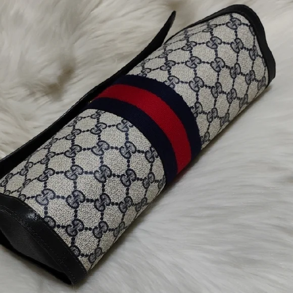 SALE! Authentic Gucci GG Supreme Sherry Line Leather Vtg Clutch Bag - Picture 7 of 16
